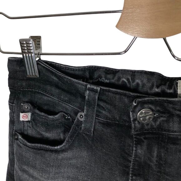 AG Adriano Goldschmied 23 Saige High Rise Straight Jeans 10 Year Bonfire Black - Picture 6 of 12